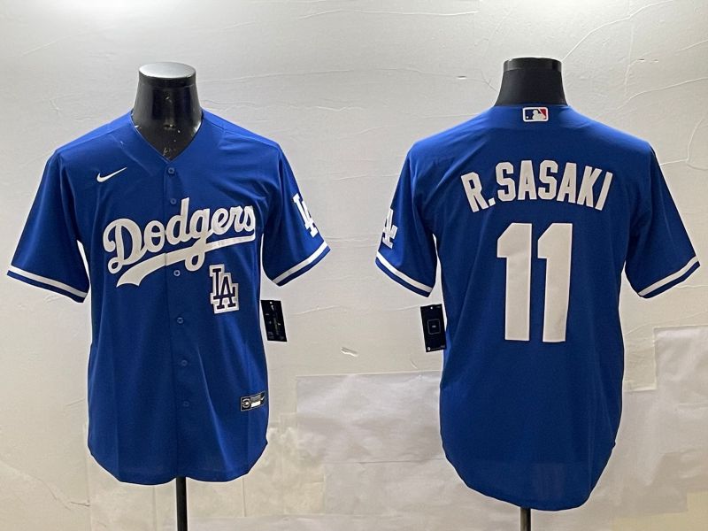 Men Los Angeles Dodgers #11 R.Sasaki Blue Game 2025 Nike MLB Jersey style 5